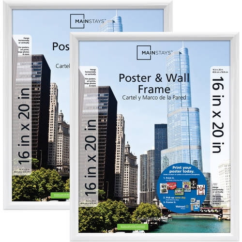 Mainstays 16x20 Trendsetter Poster & Picture Frame, White, Set of 2