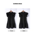 thumbnail image 4 of Asyoly Womens Dresses V-Neck Drawstring Ruffle Cap Sleeve Side Pockets Mini Dress Shirt Dresses For Women, 4 of 5