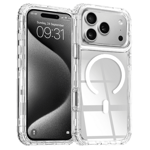 Entronix Magnetic Case Compatible with iPhone 17 Pro Max - Clear Triple-Layer Heavy Duty Protection