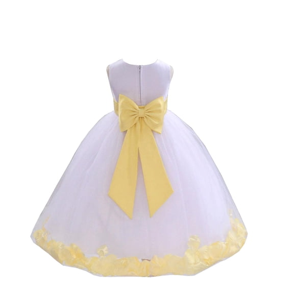Ekidsbridal Wedding Pageant Rose Petals White Tulle Junior Bridesmaid Toddler Dress Summer Easter Dress First Communion Girls Clothing Holiday Recital Dress Princess 302T size 6 Flower Girl Dress