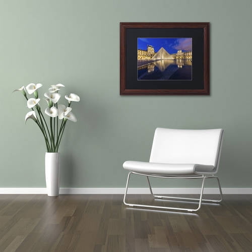 Trademark Fine Art "Golden Hour in the Louvre" Canvas Art by Mathieu Rivrin, Black Matte, Wood Frame
