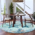 thumbnail image 3 of Coastal Starfish Blue Round Area Rug 7Ft Washable Circle Rugs for Dorm Laundry Room, Summer Beach Nautical Coral Non-Slip Carpet Floor Mats Indoor Outdoor Carpet Runner Aesthetic Home Decor, 3 of 8