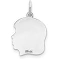 thumbnail image 3 of Solid Gold 14k White Plain Medium.027 Depth Facing Right Engravable Girl Charm - 22mm, 3 of 5