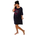 thumbnail image 3 of Women's Short Sleeve Printed Moon Design Long Tee Dorm T-shirt Nightgown sleepwear One Size, Navy, 3 of 5