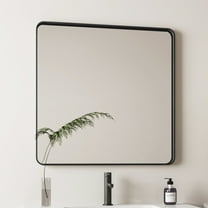 Xukmct 36x36 Inch Square Metal Frame Mirror Vanity Mirror Dressing Mirror Wall Mirror for Bathroom, Living Room, Bedroom, Black