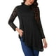 thumbnail image 1 of INSPIRAR CHIC Blusas de Encaje para Mujeres de Manga Larga Cuello Mock Dobladillo Asimétrico Casual Elegante Camisas L Negro, 1 of 5