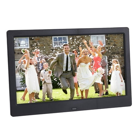 10" Digital Photo Frame with Remote Control and AC Power Adapter, 1024 x 600 High Resolution, 16:9 Aspect Ratio, 1080P, Black/White