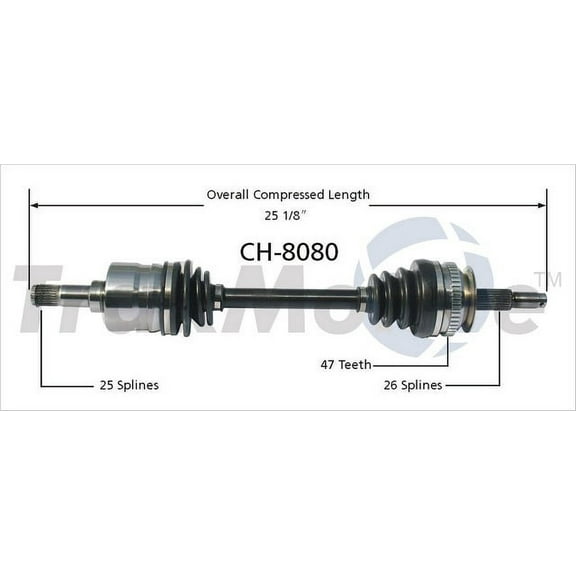 TrakMotive CV Axle Shaft P/N:CH-8080 Fits select: 1996-2007 DODGE GRAND CARAVAN, 1996-2007 CHRYSLER TOWN & COUNTRY