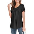 thumbnail image 2 of DreamFish Womens Tops Hollow Round Neck T-Shirt Short Sleeve Curved Hem Shirts Summer Eyelet Casual Blouse, 2 of 5