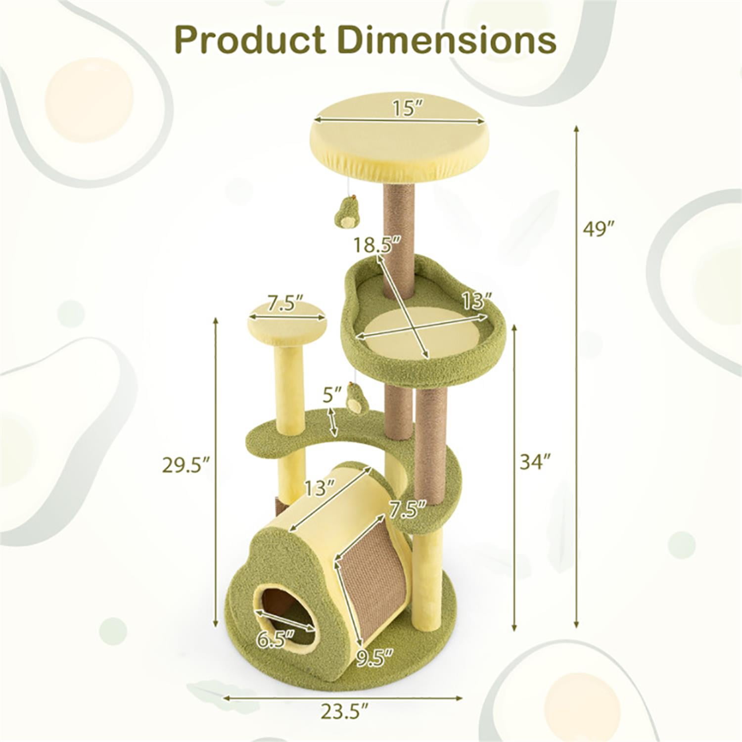 resenkos 49" Cat Tree Tower with Private Condo for Indoor Cats, Multifunctional Plush Cat House with Scratching Posts and Top Perch, Green