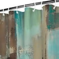 thumbnail image 3 of Ensemble de Rideau de Douche avec Doublure à Boutons-Pression, Galerie d'Art Bleu Marine Vert (1) Rideaux de Douche Doublure de Douche Réutilisable, Rideau de Bain Simple en Polyester, 72x72 Pouces, 3 of 4