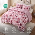 thumbnail image 4 of Regency Heights King Comforter Sets, 3 Pieces Reversible Floral Bedding Sets, Cozy Botanical Flowers Seersucker Comforter Bed Set with Pillow Sham, Mauve, 4 of 7