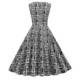 thumbnail image 4 of Vestido hasta la rodilla con cuello redondo sin mangas con ondas retro para mujer de verano a la moda Pompotops  ghjkhdj6373, 4 of 5