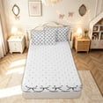 thumbnail image 4 of meiyoeat Princess Ribbon Bow Zipper Full Size Comforter Sets with Fitted Sheet and 2 Pillowcases for Boys Girls, Black White Cartoon Zipper Bedding Set, Reversible, 4-Piece, 4 of 6