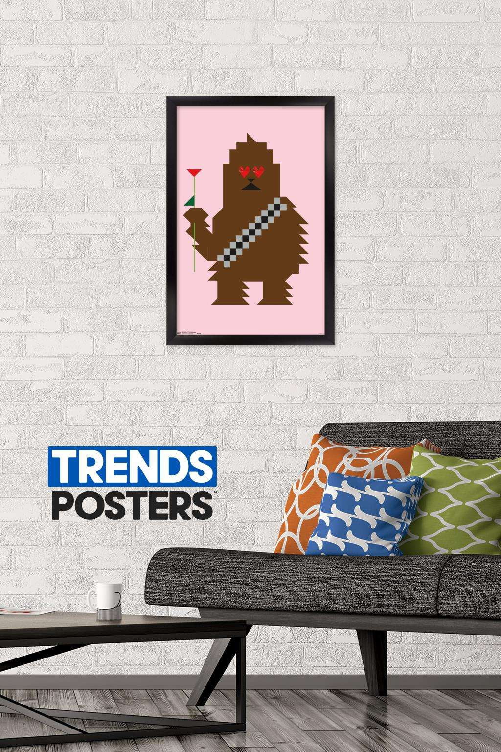 Star Wars: Saga - Chewbacca Hearts Wall Poster, 14.725" x 22.375", Framed