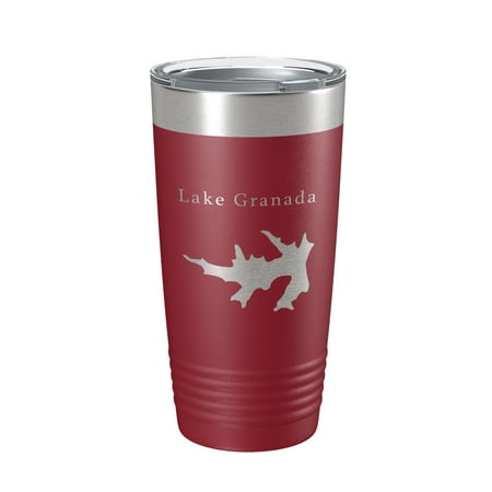 

Lake Granada Map Tumbler Travel Mug Insulated Laser Engraved Coffee Cup Hot Springs Village Arkansas 20 oz Maroon