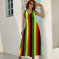 thumbnail image 6 of Rasta Colors Red Green GoldBright Colored Striped Pattern Sleeveless Dress dresses for official occasions luxury dresses, 6 of 6