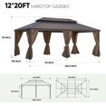 thumbnail image 3 of 12x20FT Outdoor Permanent Hardtop Gazebo with Steel Canopy, Aluminum Frame, Weather-Resistant for Patio, Garden, and Backyard – Ideal for Outdoor Gatherings and Shade, 3 of 5