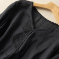 thumbnail image 2 of Womens Summer Tops 5 Short Women's Linen Round Boxy Top Patchwork Blouses Long Sleeve Fitted, 2 of 6