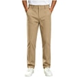 thumbnail image 2 of Kids School Uniform Pants Boys's Straight Chino Pants Classic Flat Front 5-15Y Solid Color Button Zip Trousers with Pockets Back to School Casual Daily Wear Kids Pants, 2 of 10