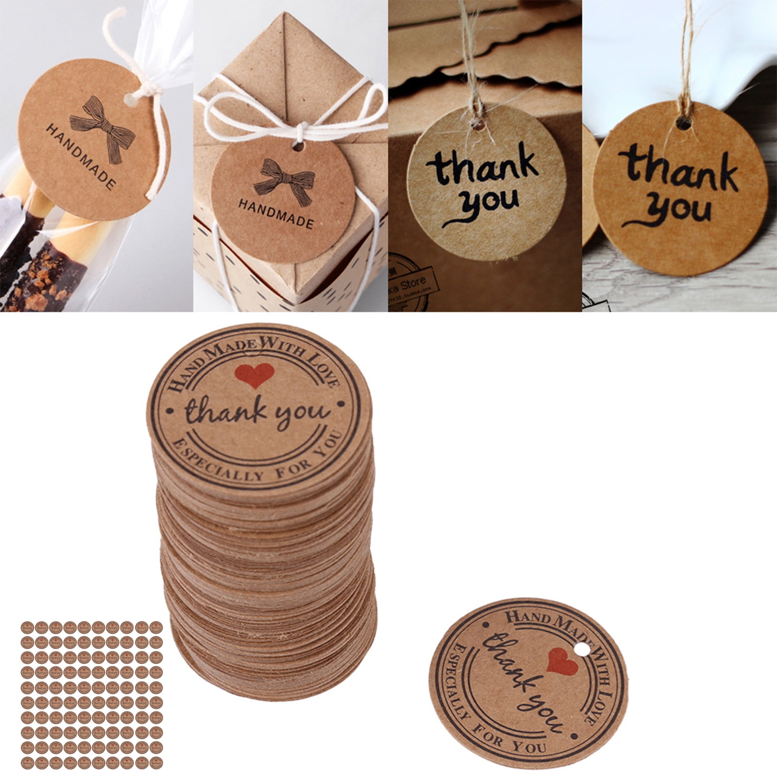 Handmade Love Labels Hang Tags 100pcs / 200pcs Blank Kraft Paper With 20m /  40m Strings Tag Labels Party Christmas Favors Gifts - Garment Labels -  AliExpress
