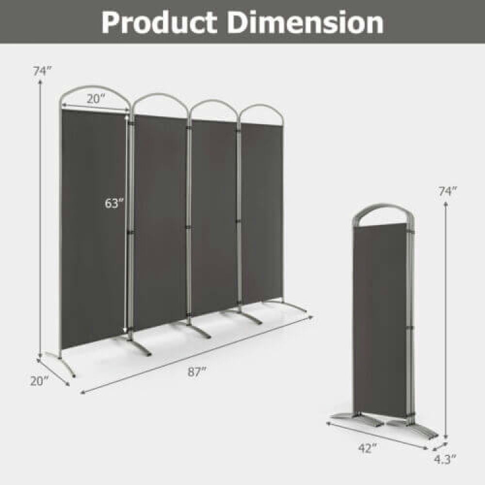 Resenkos Room Separator, Room Divider Panel,6.2Ft Folding 4-Panel Room Divider for Home Office Living Room -Gray