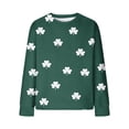 thumbnail image 5 of St. Patrick's Day Sweatshirt for Women Textured Quilted Fabric Clover Print Crewneck Long Sleeve Pullover Loose Fit Festive Clothes, 5 of 5