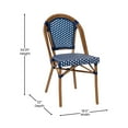 thumbnail image 5 of Emma + Oliver Set of Two Stacking Bistro Chairs with Navy and White PE Seat and Back and Bamboo Finished Aluminum Frame for Indoor/Outdoor Use, 5 of 12