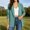 Mint Green women casual blazer a1, variant on Women Long Sleeve Open Front Casual Blazer, Soft Stretch Ruched Business Work Cardigan Top, Fall Layering Outfit, Mint Green L