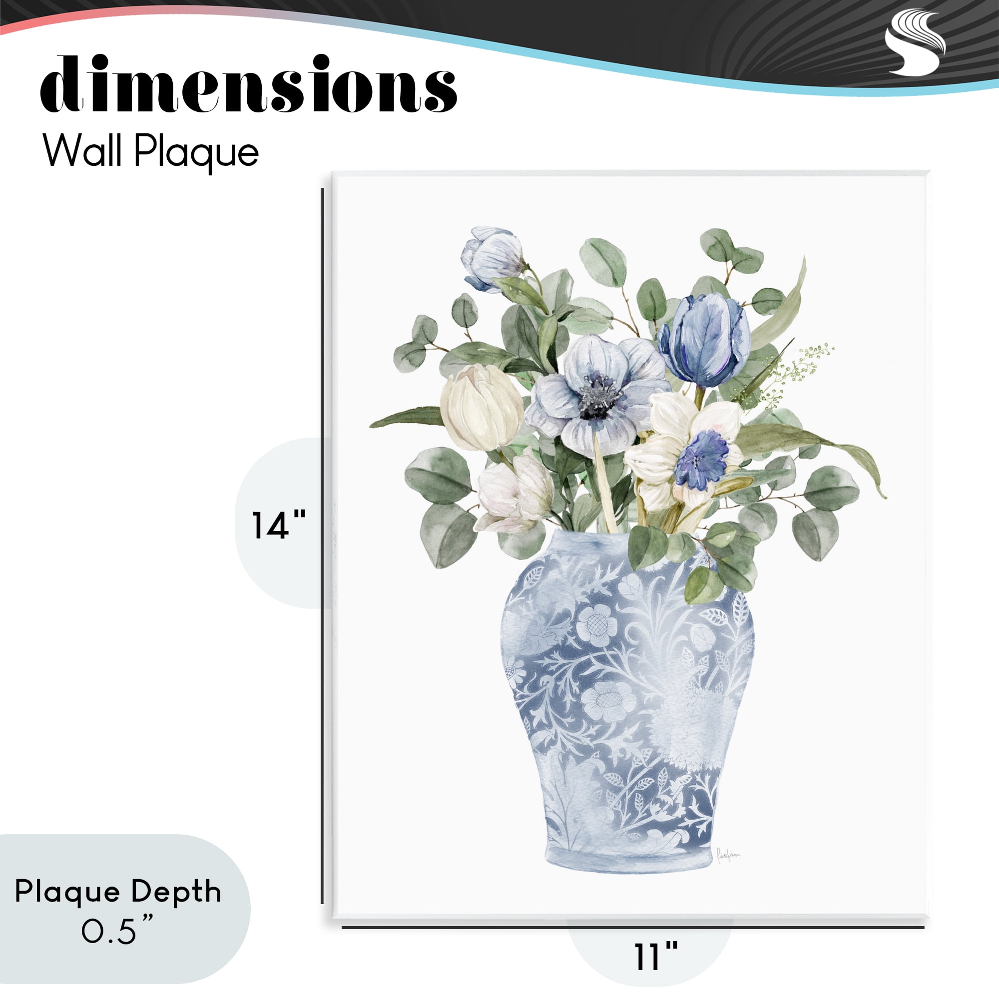 Stupell Industries Ornate Vase Tulips Wall Plaque Art, design by Livi Finn