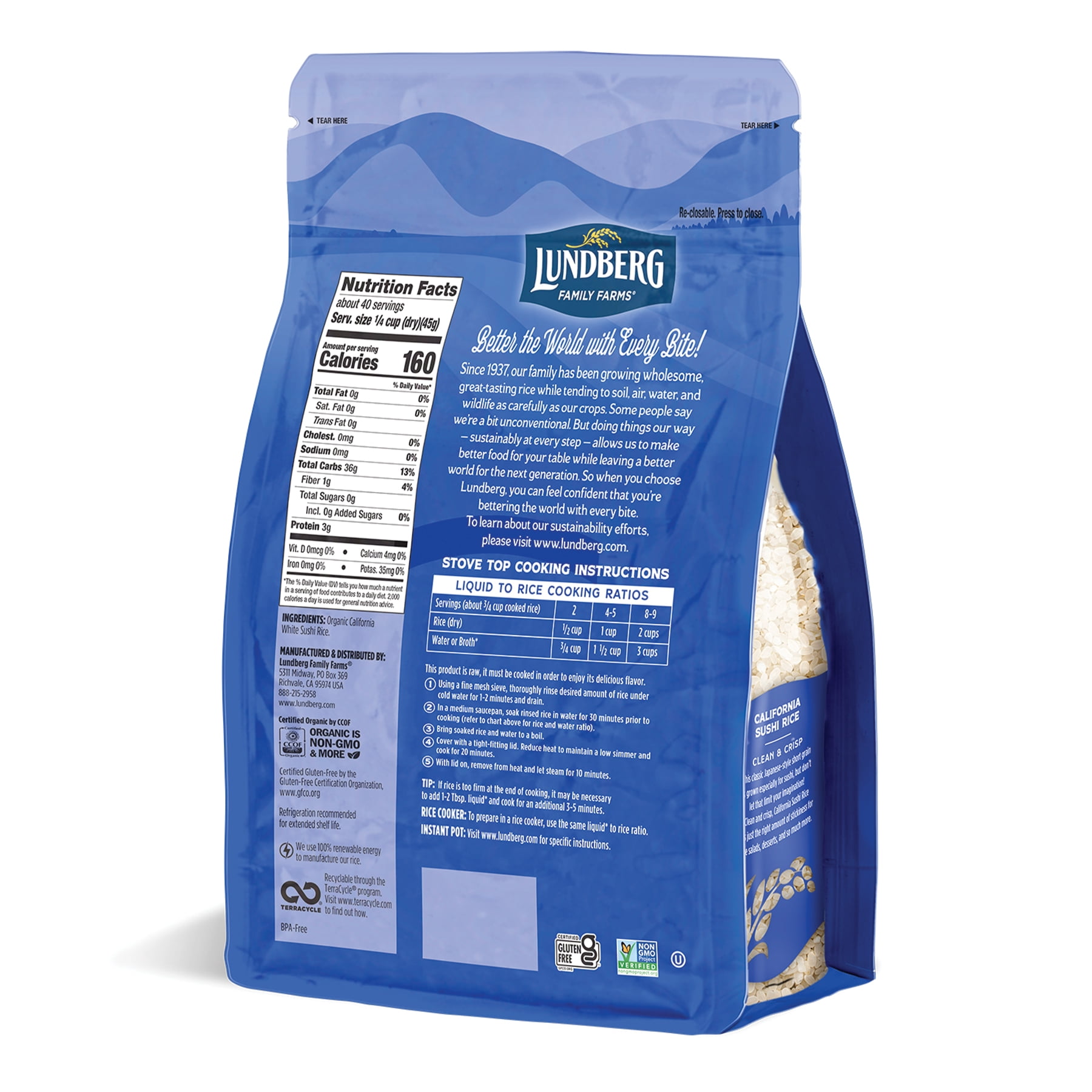 Lundberg Family Farms Sushi White Rice 64 oz