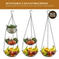 thumbnail image 3 of Regal Trunk & Co 3 Tier Hanging Fruit Basket - Farmhouse Wire Basket for Kitchen with Large Fruit Bowl - Hanging Hook and Detachable Round Wire Baskets Included, 3 of 7