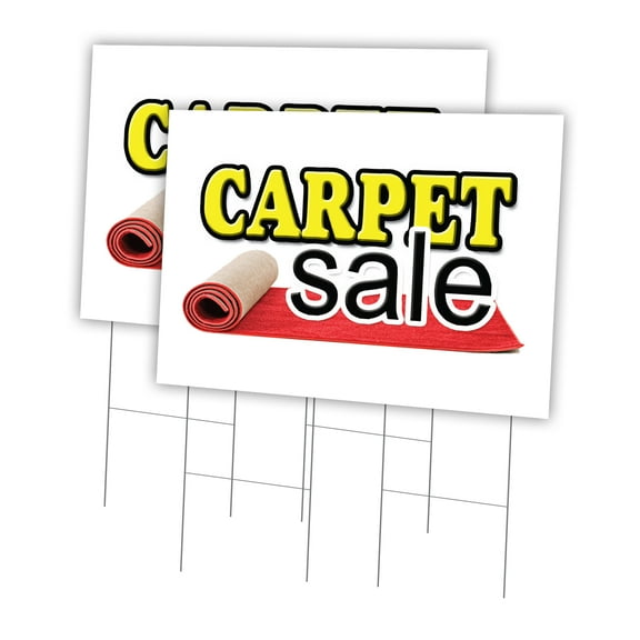 Carpet Sale 2 Pack Of 24" x 36" Yard Sign & Stake | Advertise Your Business | Stake Included Image On Front Only | Made in The USA