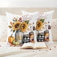 thumbnail image 3 of Fall Sunflower Outdoor Waterproof Pillow Covers, Thanksgiving Pumpkin Botanical Leaf Farmhouse Decorative Square Throw Pillowcase Sofa Cushion Sham for Patio/Couch/Chair, 16"x16" 2 Pack, 3 of 8
