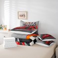 thumbnail image 5 of Ensemble de Couette Simple Voiture de Course, 7 Pcs Couettes Rouges Voiture de Sport Lit Simple en Sac pour Chambre, Ensemble de Literie à Carreaux Géométriques avec Couette, Draps, Taies d'Oreiller et Taies d'Oreiller, 5 of 5