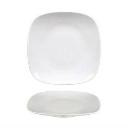 Porcelain Mimoza 6.25" x 6.25" Square White Porcelain Plate (Set of 4)
