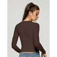thumbnail image 5 of Women's Inbarely Soft Long Sleeve Tops Crew Neck Slim Fit Basic Casual Going Out Tees Shirts, 5 of 5