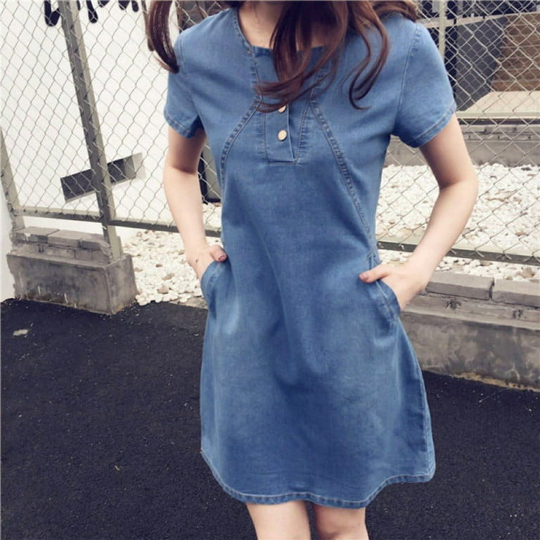 denim dress large size spring Denim Plus Size Spring Dresses EMERY ROSE Plus Size Women Spring/Summer Vacation Denim Dress