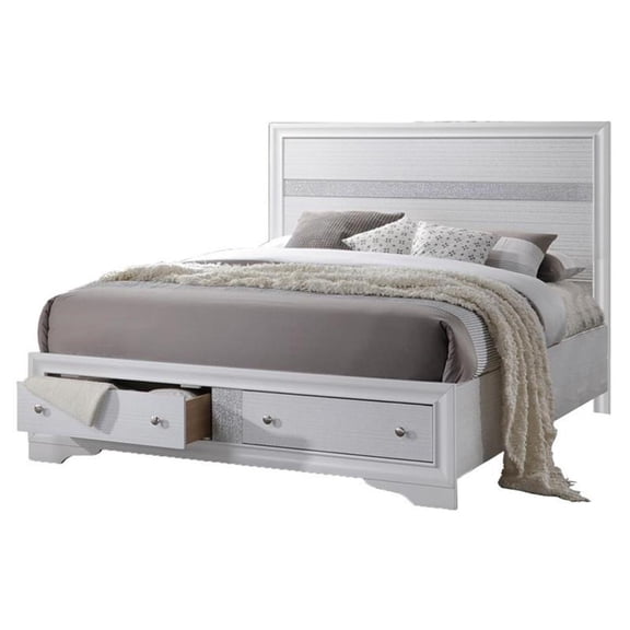 Catherine - Queen Platform Storage Bed, with 2 Drawer in the Footboard