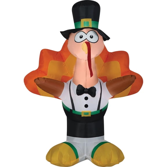 Gemmy Inflatable Harvest Dressed LED Lighted Turkey -
