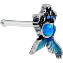 Body Candy 20G Steel Nose Ring Blue Synthetic Opal Mermaid Nose Stud Nose Bone Body Piercing Jewelry 1/4"