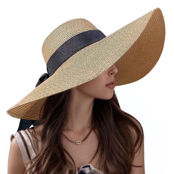 Beach Hats for Women, Wide Brim Sun Straw Hat for Women, Sun Hat UV Protection