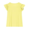 thumbnail image 4 of ZACPNCV Girls Ruffle Sleeve T Shirts Summer Short Sleeve Casual Cute Crewneck Tops Tees Yellow 3-4 Years, 4 of 9