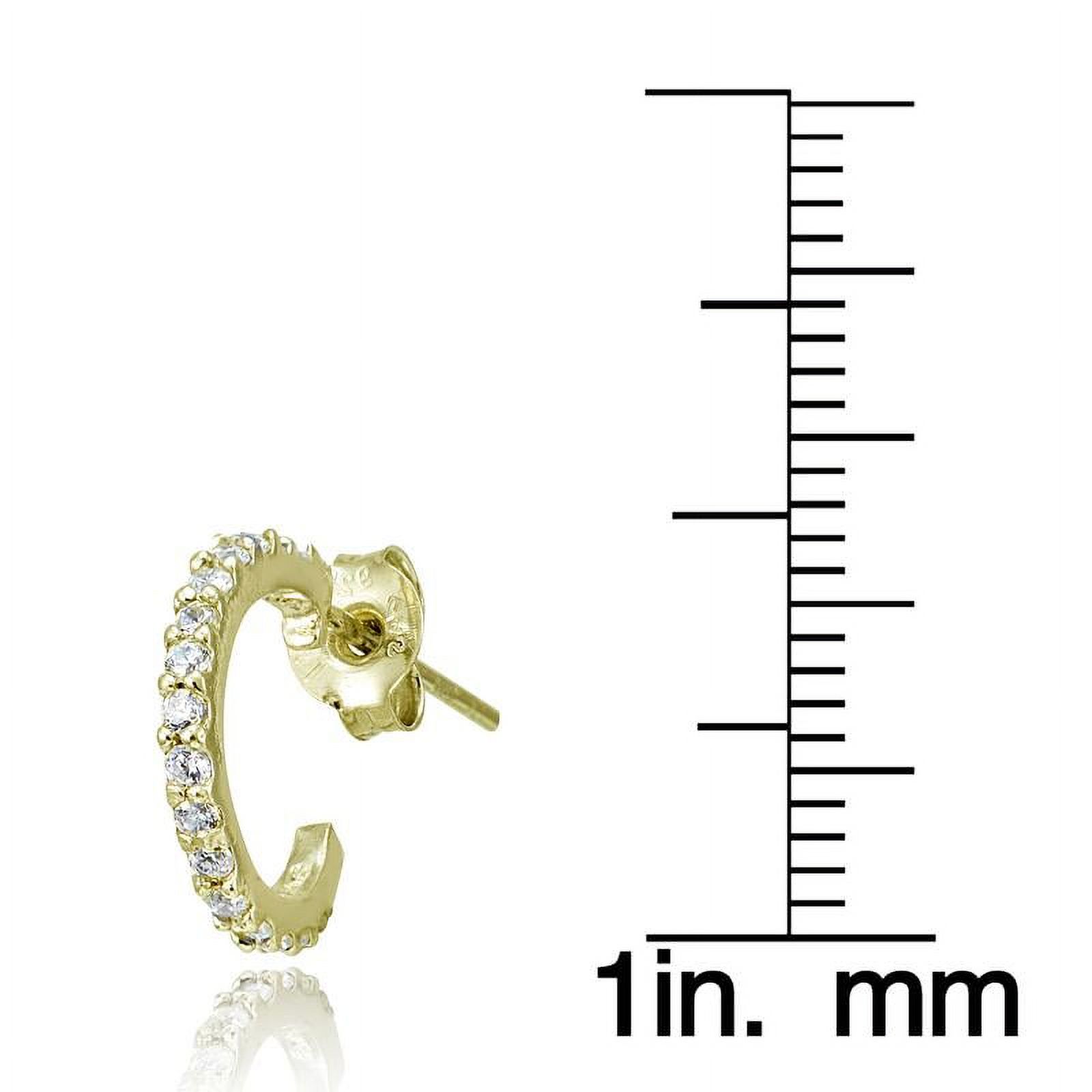 GOLD PLATED OVER STERLING SILVER HALF CZ HOOP EARRINGS