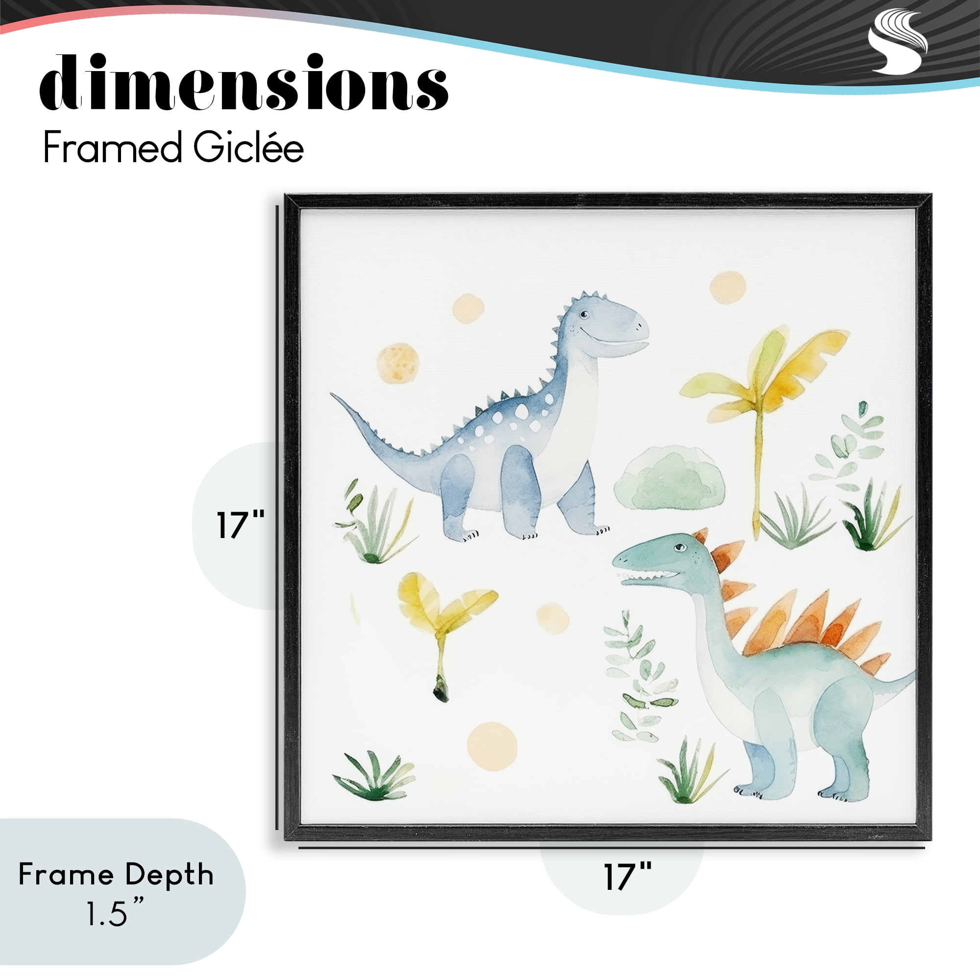 Stupell Industries Dino Wonderland Friends Black Framed Giclee Art, design by Lazar Studio