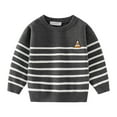 thumbnail image 3 of Popvcly Toddler Baby Cable Knit Sweater for Boys Long Sleeve Crewneck Striped Pullover Sweatshirt Fall Winter Clothes 2-7T, 3 of 11