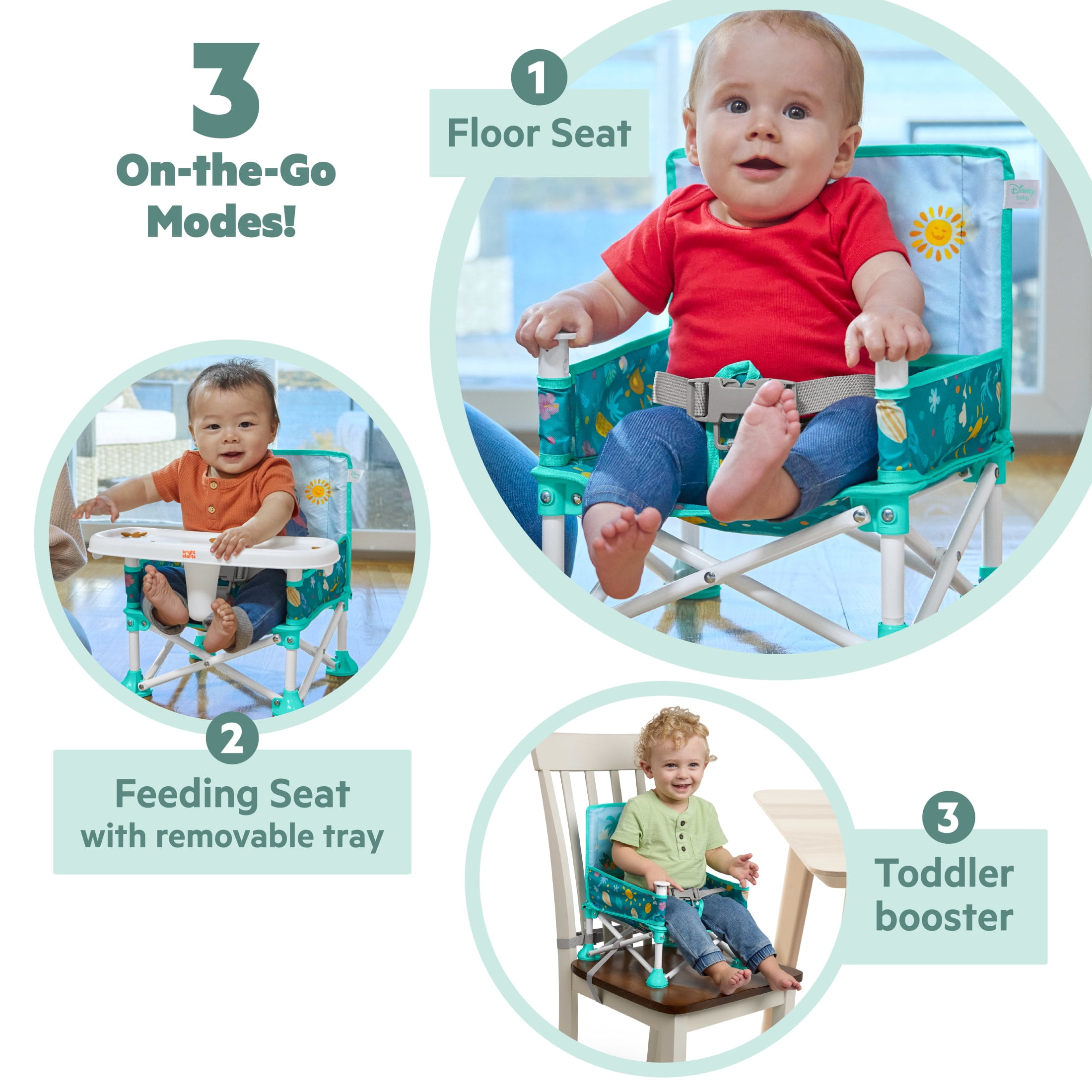 Bright Starts Disney Baby Pop 'N Sit Portable Booster, Stitch, Infant to Toddler
