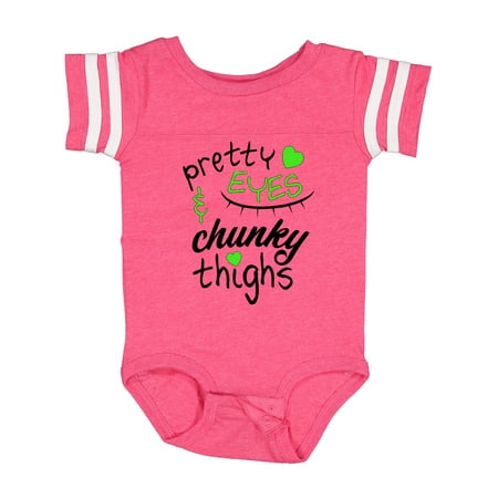 

Inktastic Pretty Eyes and Chunky Thighs Green Hearts Gift Baby Boy or Baby Girl Bodysuit