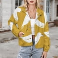 thumbnail image 3 of Jackets for Women Winter Coat Jackets Flannel Stand Collar Jacket(Two Birds Yellow Background Minimalist Art,Size:S-4XL), 3 of 7