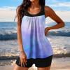 thumbnail image 1 of RKSTN Womens Swimsuits Tankini Swimsuit Summer Printed Color Block Crew Neck Modest Swim Tank Top with High Waisted Solid Color Swim Shorts Matching Two Piece Set Bathing Suits, 1 of 5